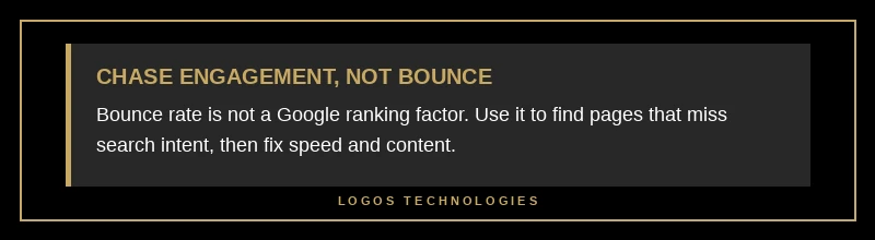 Key takeaway box advising to chase engagement rate, not bounce rate, because bounce is not a Google ranking factor