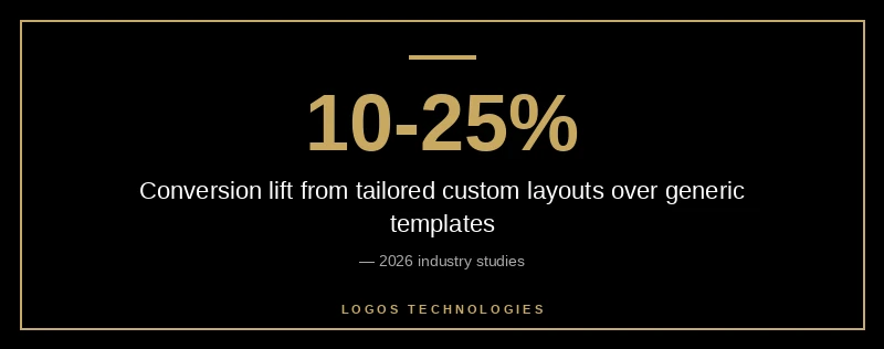 Custom layouts can lift conversions 10-25% over generic templates