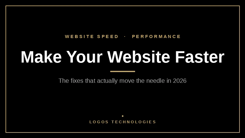 Abstract graphic showing website speed optimization techniques and performance metrics