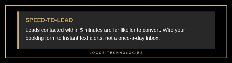 Speed-to-lead pro tip for med spa websites: respond to new consultation inquiries within five minutes