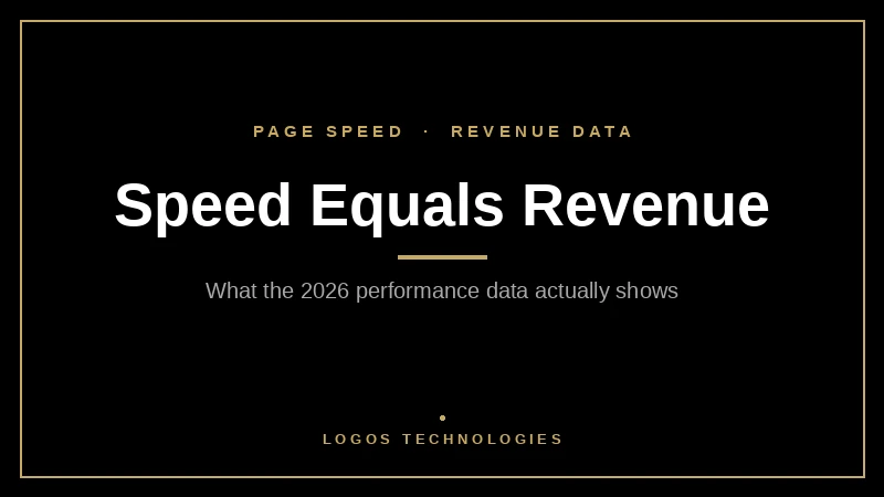 Data chart showing the relationship between page speed and website revenue on a dark background with gold accent