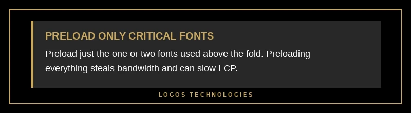 Pro tip preload only the one or two web fonts used above the fold to avoid stealing bandwidth