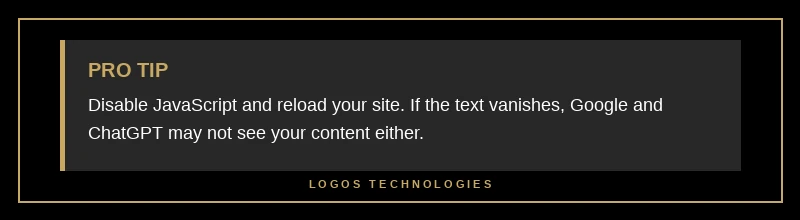 Pro tip: disable JavaScript and reload to test whether Google can read your AI-built website
