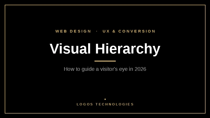Visual hierarchy in web design showing how size, contrast, and spacing guide a visitor's eye toward the main call to action